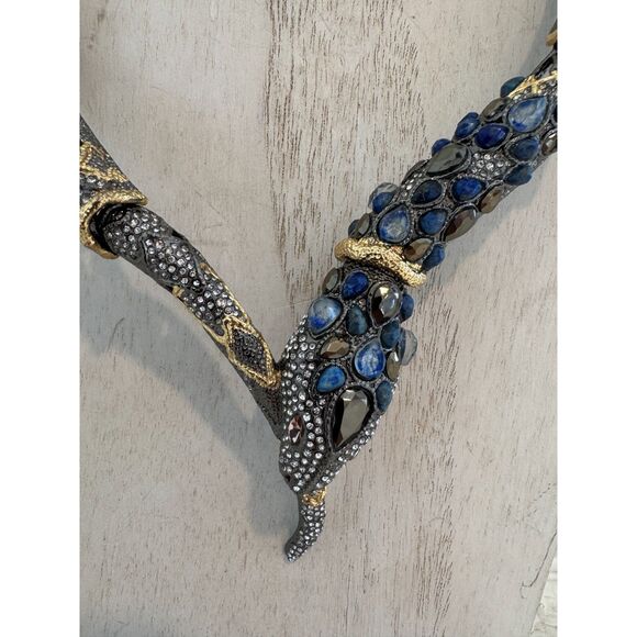 Designer Alexis Bittar Jardin de Papillon Snake Necklace Crystal - Picture 2 of 7